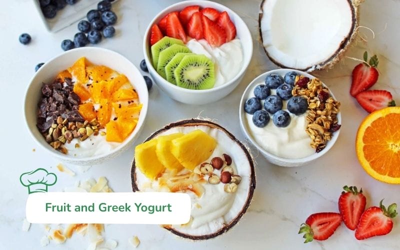 Fruit and Greek yogurt: A delicious, sweet, and refreshing no-heat snack