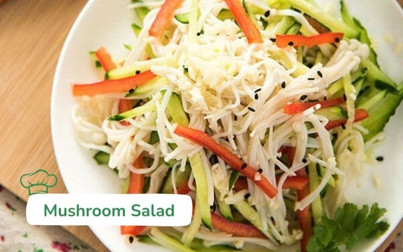 Fresh enoki mushroom salad: Crispy, refreshing, suitable for vegetarian or healthy menus