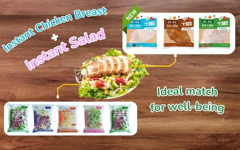 Convenient and delicious Kamereo ready-to-eat chicken breast and salad, quick nutrition boost