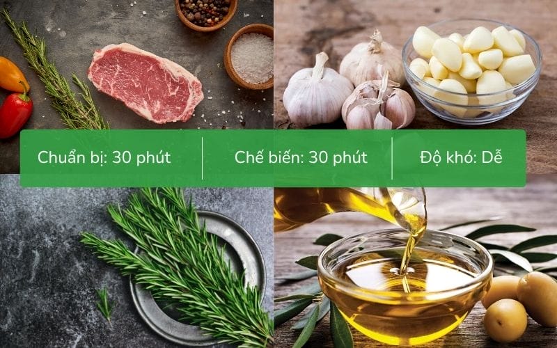 Nguyên liệu cần có để làm món bò áp chảo chuẩn vị nhà hàng