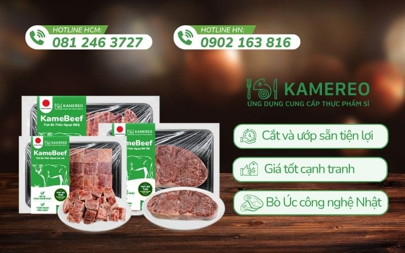 Thịt thăn ngoại bò Úc KameBeef có vân mỡ cẩm thạch đẹp mắt