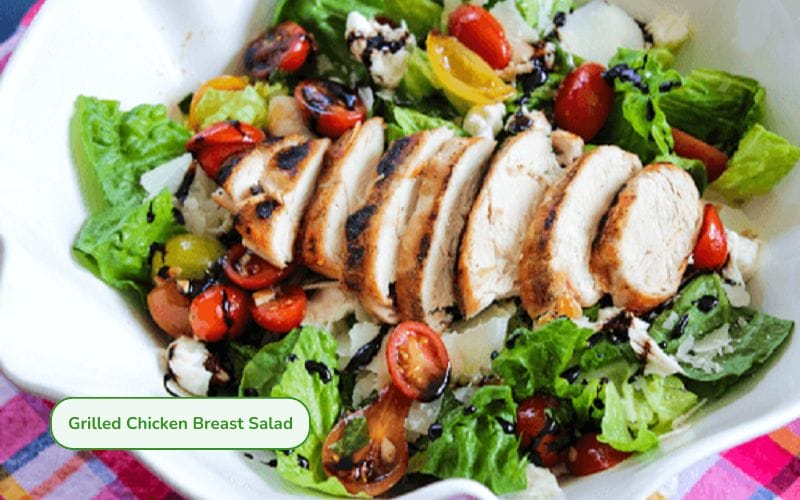 Grilled chicken breast salad with the fragrant flavor of grilled chicken breast mixed with fresh, crisp vegetables