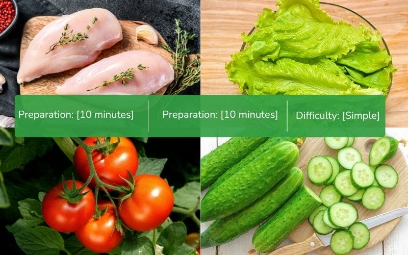 Basic ingredients for roasted sesame dressing chicken breast salad