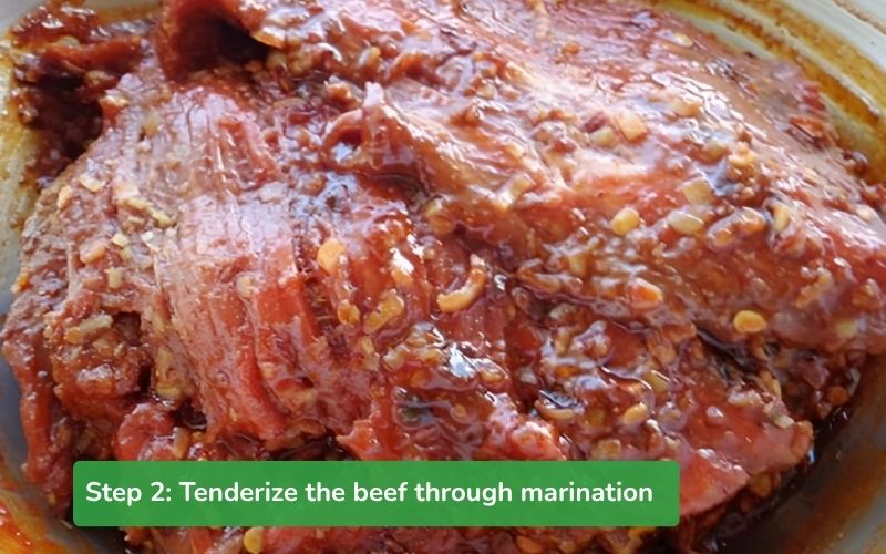 Marinate beef with the seasoning mixture for even absorption and rich flavor