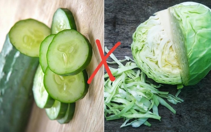 Avoid eating cabbage with cucumber to prevent reduced vitamin C absorption
