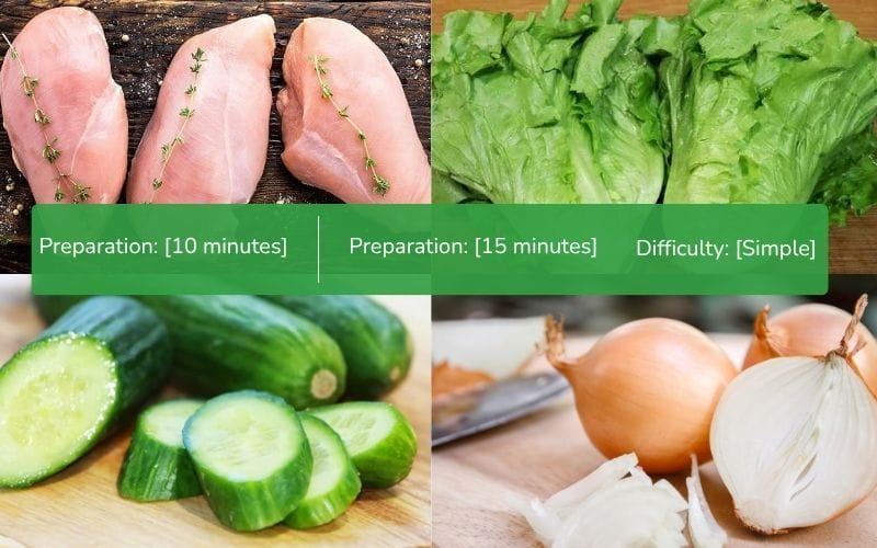 Ingredients for preparing pan-seared chicken breast salad
