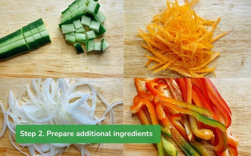 Various vegetables prepared for the salad