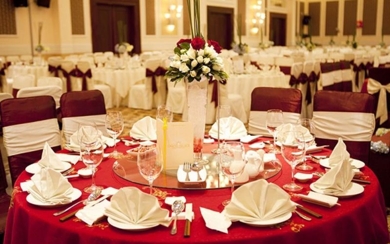 An Asian-style banquet table adjusted to suit international diners