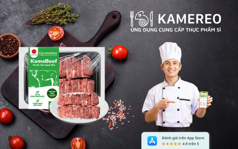 Thăn ngoại KameBeef cắt lát sẵn, giàu vân mỡ, mềm mọng