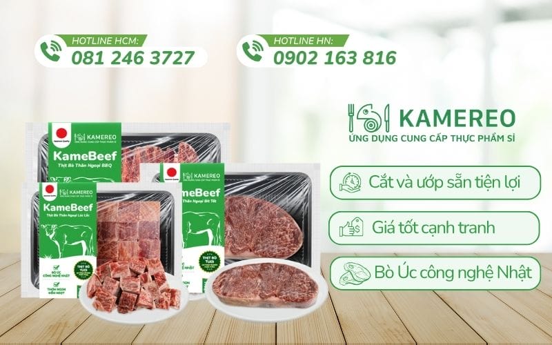 Thăn ngoại bò KameBeef chất lượng cao cấp từ bò Úc với vân mỡ cẩm thạch đẹp mắt