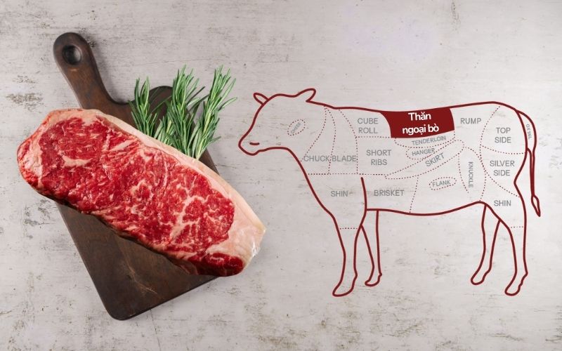 Thăn ngoại bò có lớp mỡ mỏng, vị ngọt đậm và độ mềm vừa phải