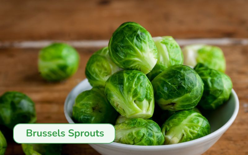 Small round Brussels sprouts, with a dark green skin and crisp core
