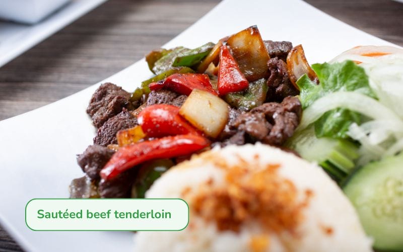 Eye-catching, richly flavored shaking beef, suitable for all ages