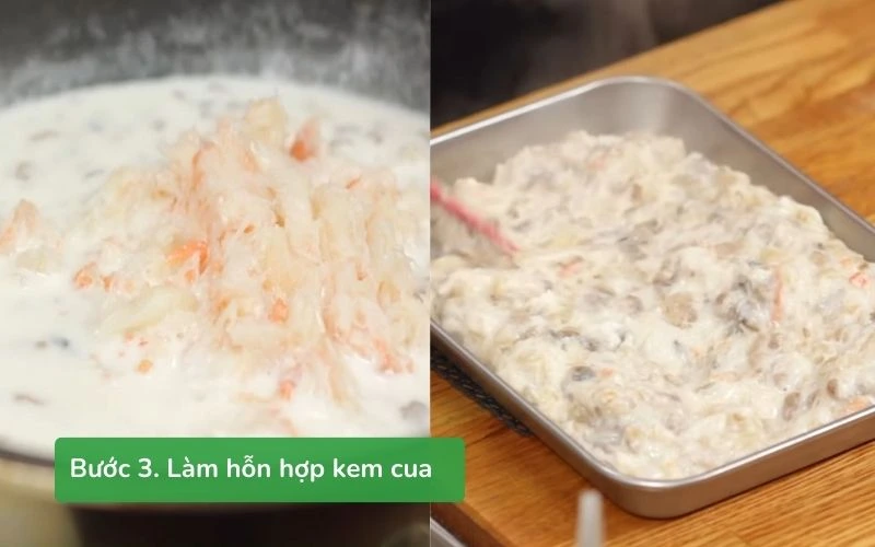 Nhân cua kem được khuấy đều đến khi sánh mịn