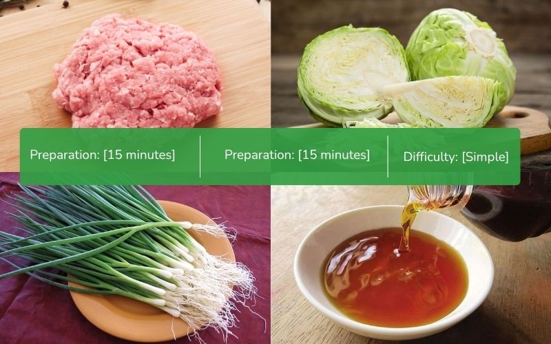 Prepare fresh ingredients for minced meat cabbage rolls soup