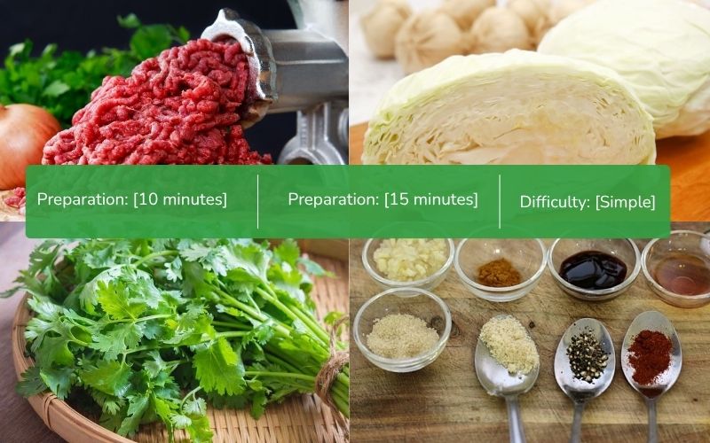 Ingredients for simple, easy-to-find minced pork cabbage soup