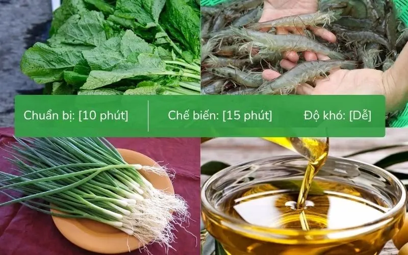 Nguyên liệu tươi ngon để nấu canh cải bẹ xanh với tôm tươi