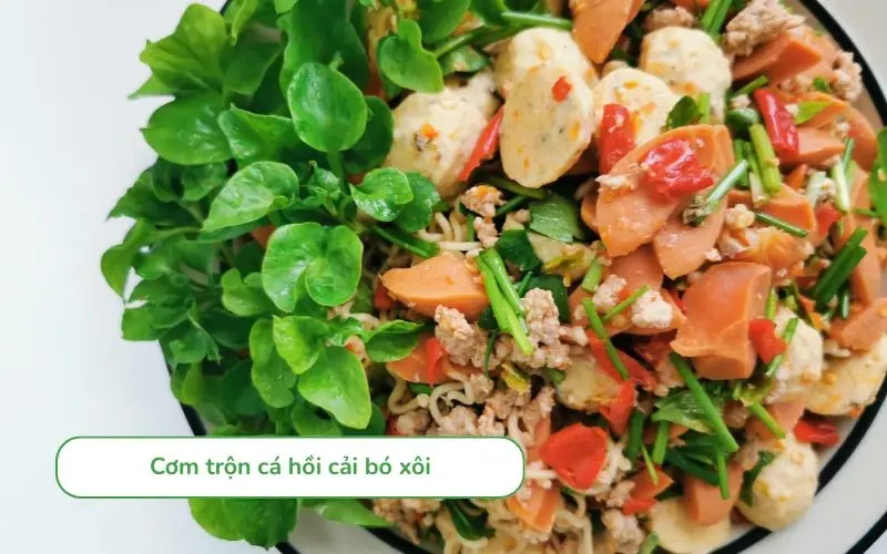 Cơm trộn cá hồi cải bó xôi đủ chất, dễ làm