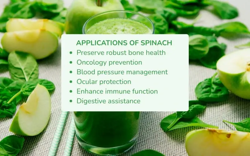 Spinach is a rich source of vitamins and minerals, good for bones, eyes, and immunity