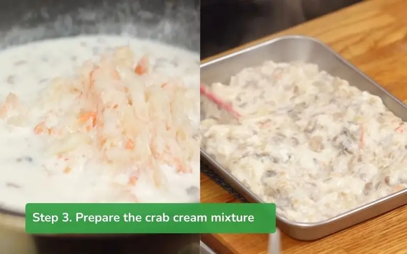 Crab cream filling stirred until smooth and thick