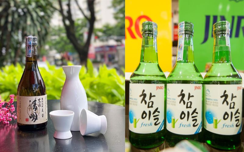 Japanese Shochu and Korean Soju differ in origin, ingredients, and alcohol content