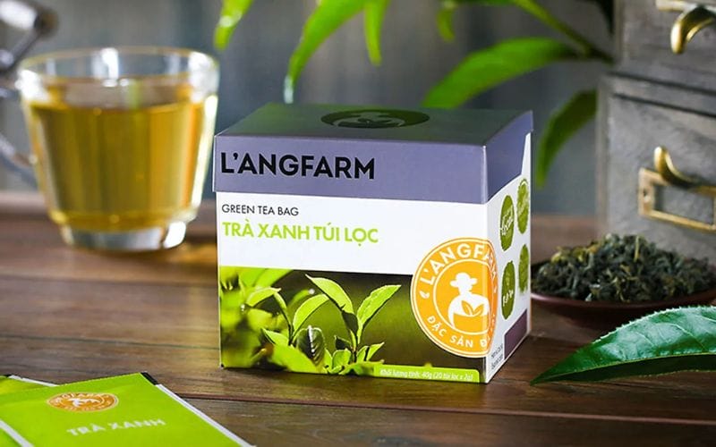 Trà xanh túi lọc L’angfarm nguyên chất, không phụ gia
