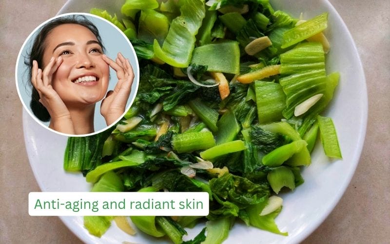 Mustard greens help slow aging, brighten skin, and reduce inflammation