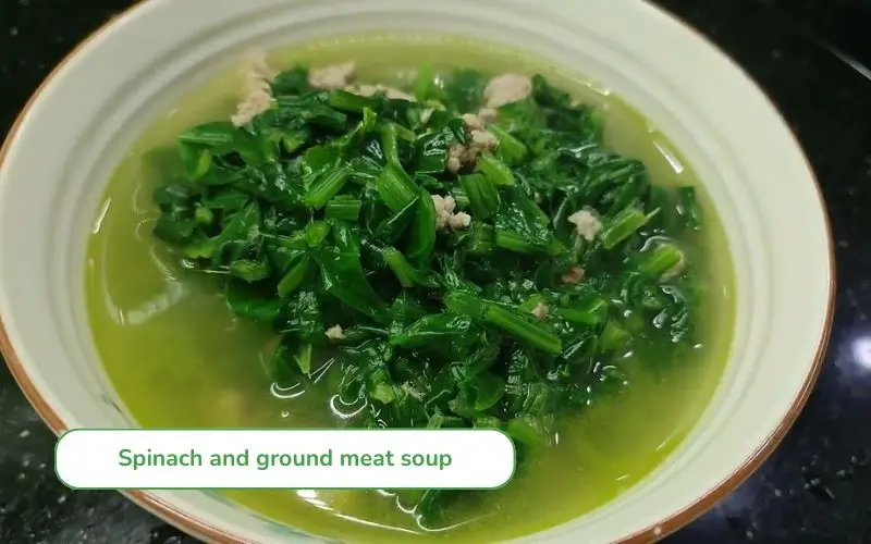 Spinach and minced pork soup is light and easy to cook