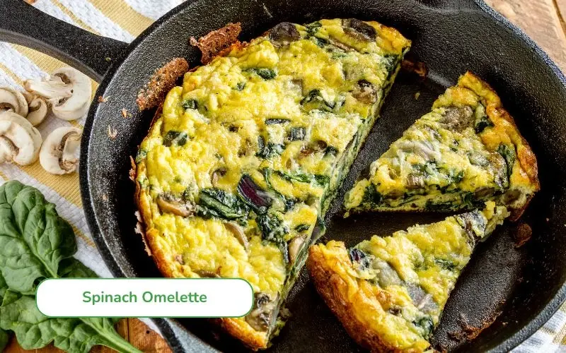 Spinach omelet is fragrant, rich, and visually appealing