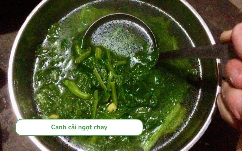 Canh cải ngọt chay thanh đạm với vị ngọt tự nhiên từ nấm