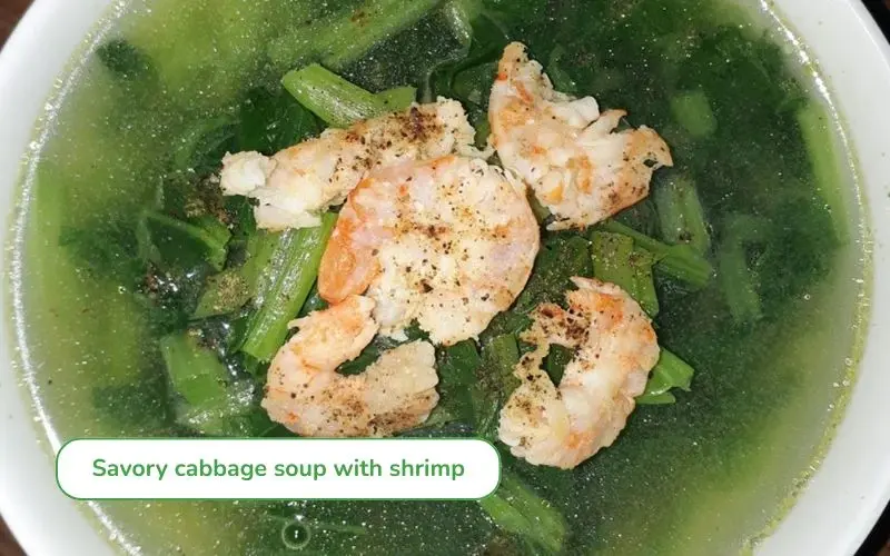 Fresh and flavorful choysum soup with shrimp, a taste of the sea