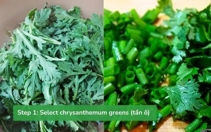 Clean and prepare the chrysanthemum greens before cooking