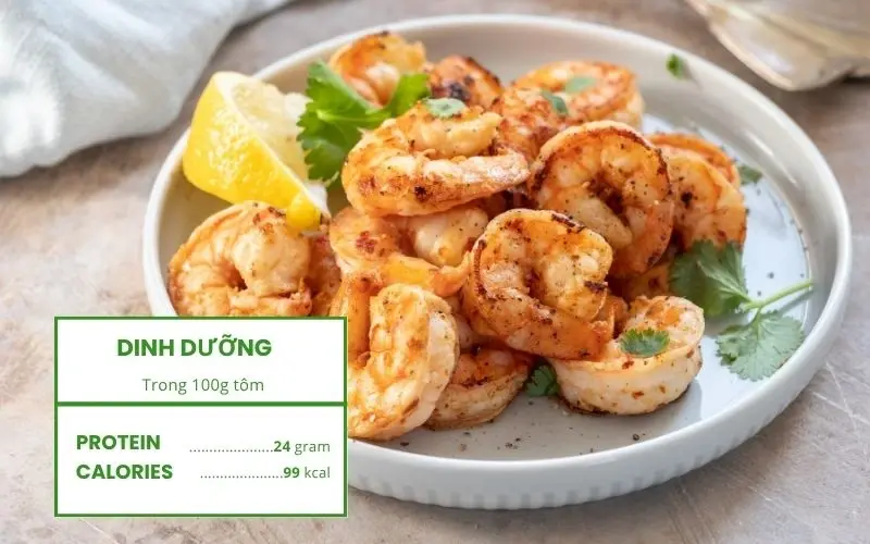 Tôm cung cấp lượng protein cao và ít calo, giàu selen và vitamin B12