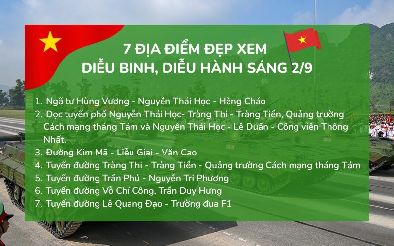 Tổng hợp địa điểm xem diễu binh diễu hành A80 đẹp nhất