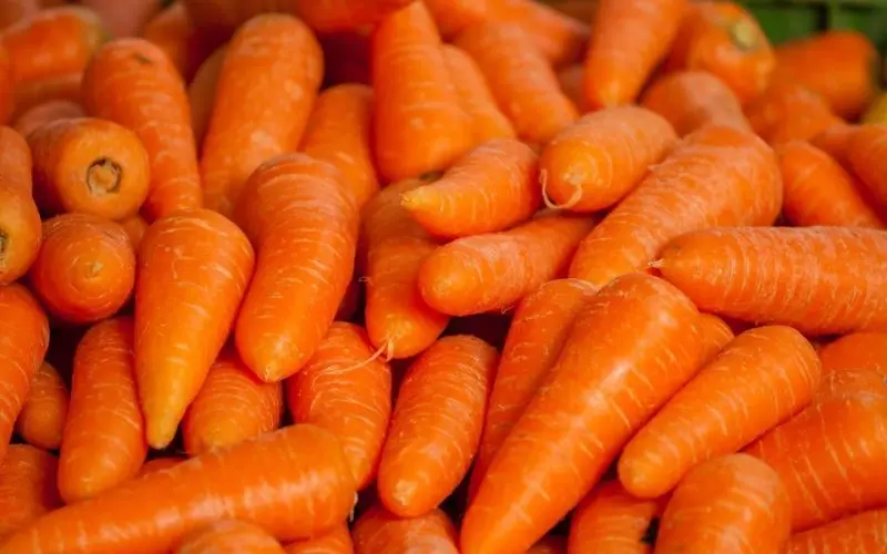 Eight baby carrots with hummus dip - the perfect combination of vitamins and plant-based protein