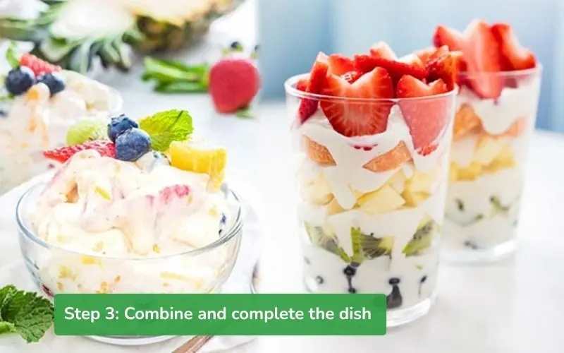Mixing fruits with honey and yogurt to create a cool, nutritious snack