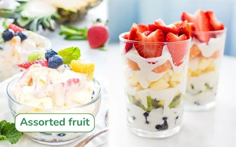 Fruit salad is cold, refreshing, and rich in nutrients.
