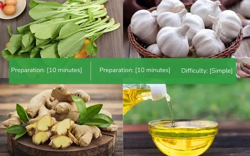 Ingredients for stir-fried choysum with garlic