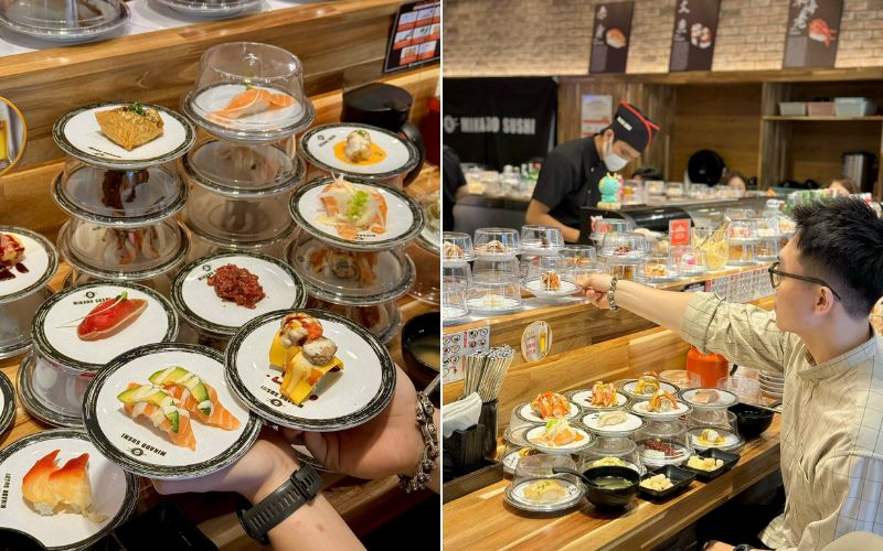 Menu đa dạng với hơn 70 loại sushi đồng giá 27k tại quán sushi Tân Phú Mikado