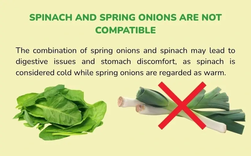 Eating spinach with leeks can cause digestive discomfort