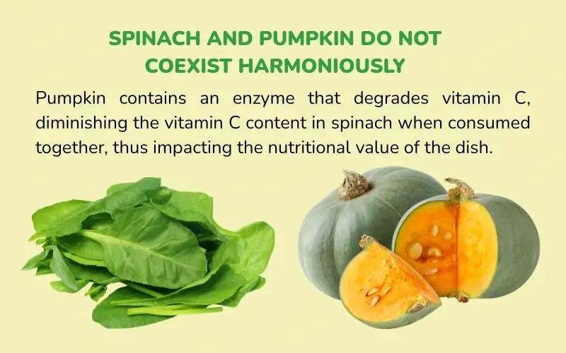 Pumpkin contains enzymes that can break down vitamin C in spinach