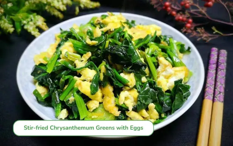 Stir-fried crown daisy with egg is simple, rich, and easy for the whole family to eat