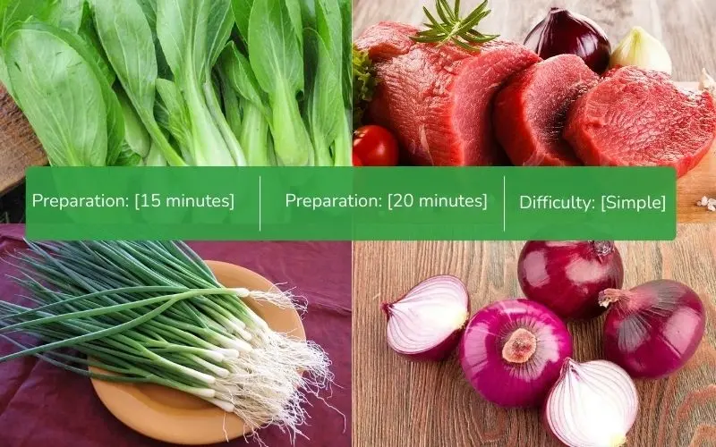 Fresh ingredients for a delicious bok choy beef stir-fry, ready to be cooked