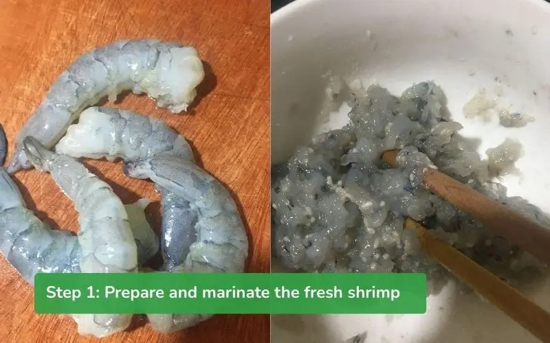 Fresh shrimp peeled, deveined, and minced