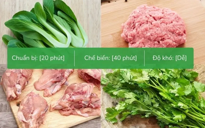 Nguyên liệu tươi ngon để nấu canh cải thìa thịt bằm