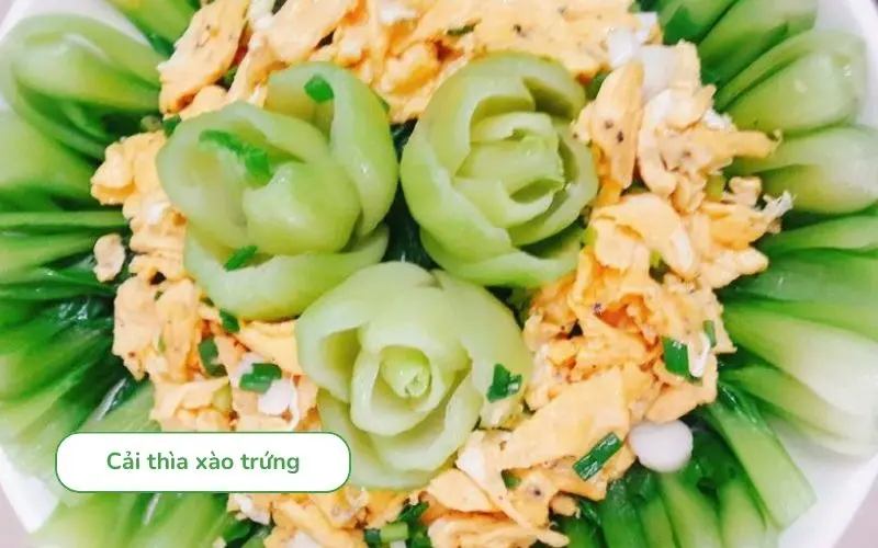 Cải thìa xào trứng vàng ươm thanh đạm và giàu dinh dưỡng