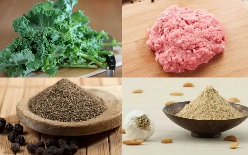 Nguyên liệu đơn giản cho món canh cải xoăn thịt viên