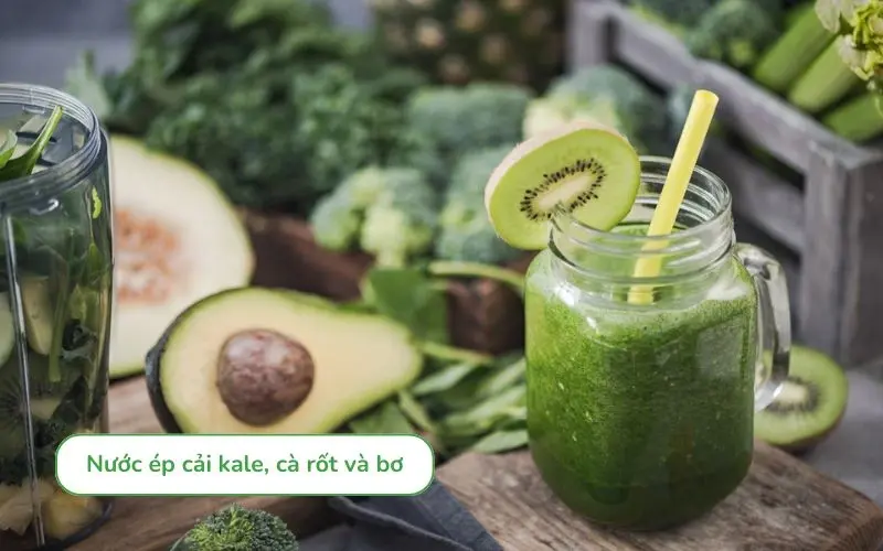 Nước ép cải Kale, cà rốt và bơ béo ngậy bổ dưỡng cho da và mắt