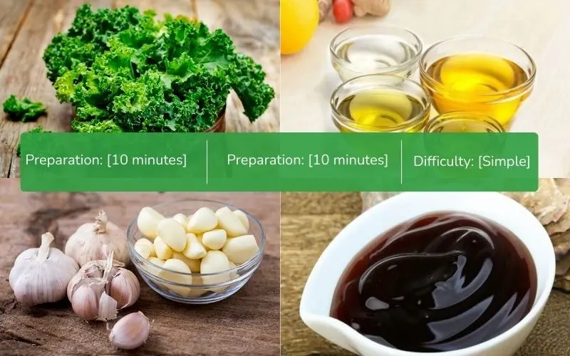 Fresh ingredients ready for the sautéed kale with garlic dish