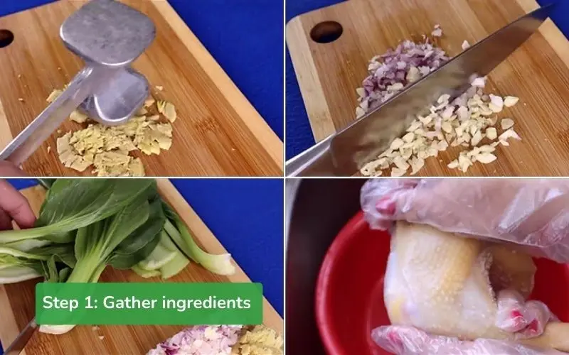 The chicken and bok choy are meticulously prepared to ensure the dish is fresh, delicious, and safe